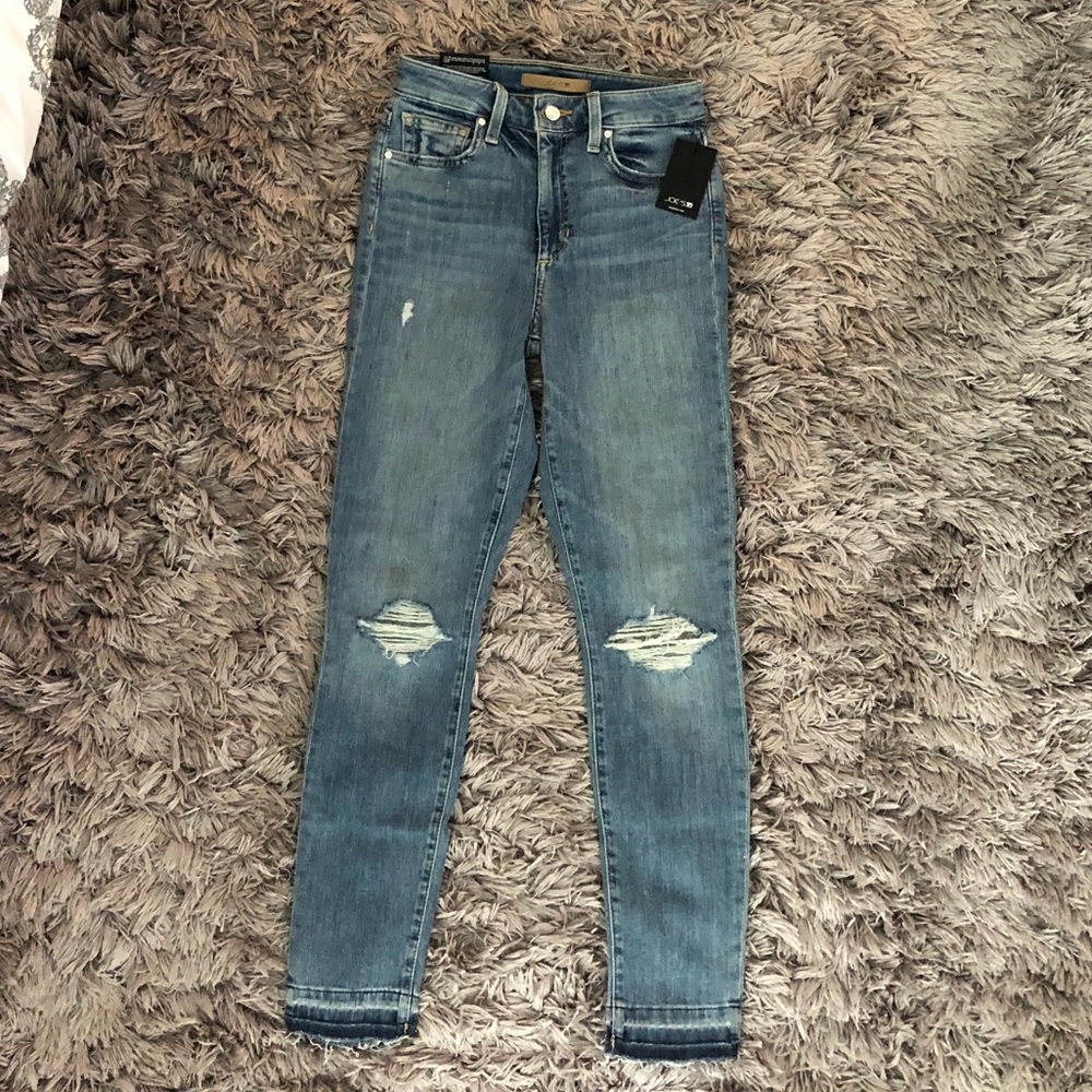 Joe’s jeans with unfinished hem